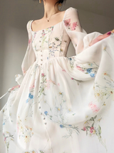 Pearl Floral Princess Midi Elbise