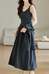 Elegant Monochrome Elbise-Hırka Takım