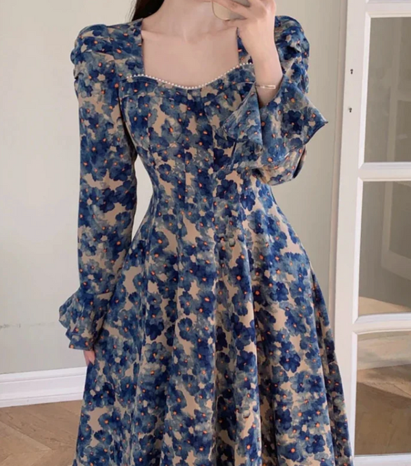 Midnight Blossom Midi Elbise