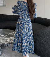 Midnight Blossom Midi Elbise